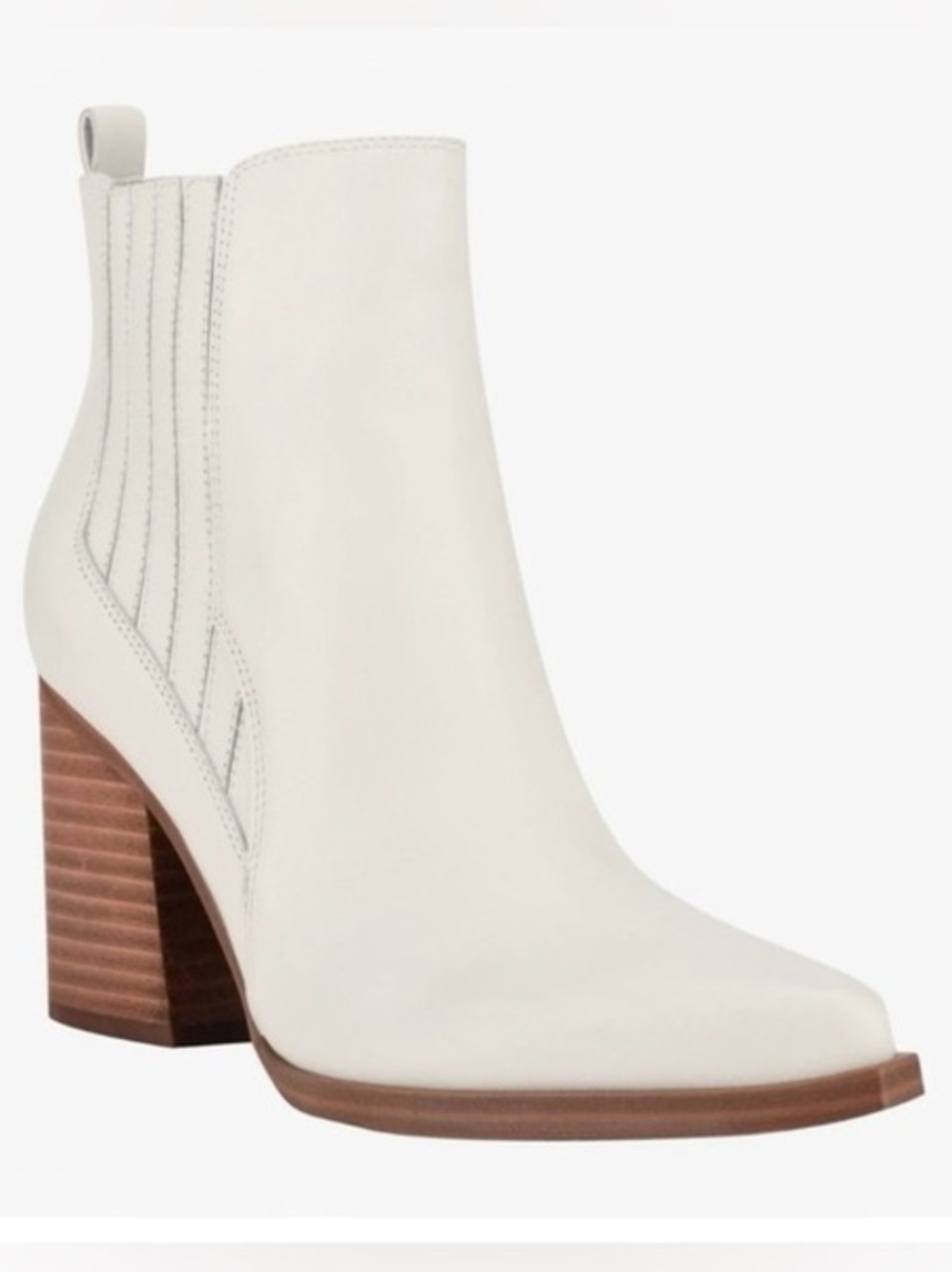 MARC FISHER Mayden Cream White Leather Ankle Booties - 8.5M